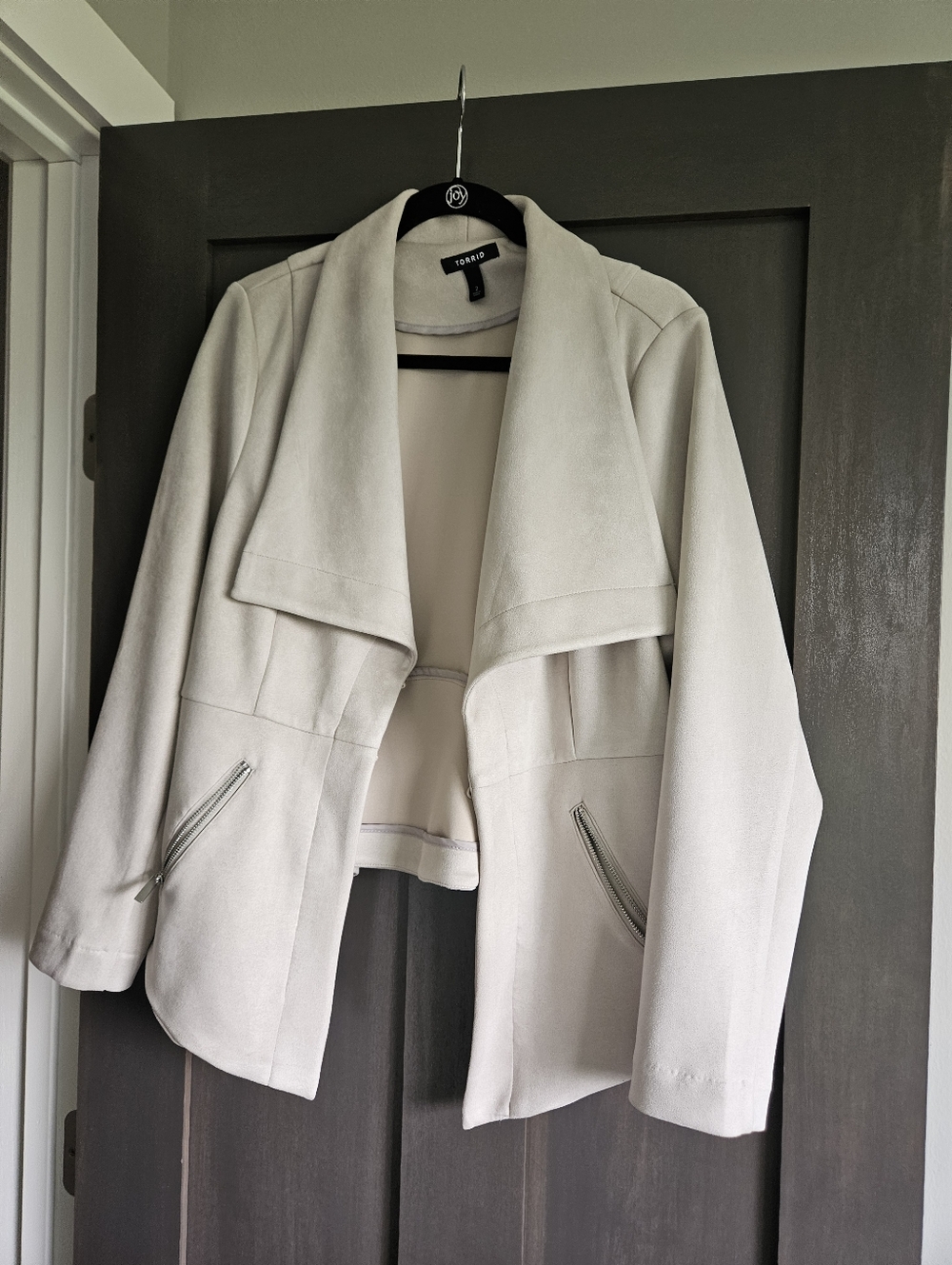 torrid Cream Open Drape Blazer with Zip Pockets